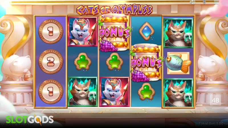 A screenshot of Cats of Olympus slot