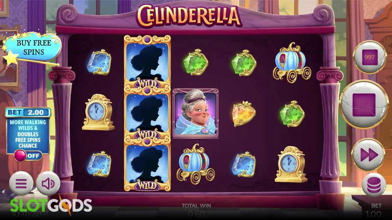 A screenshot of Celinderella slot gameplay