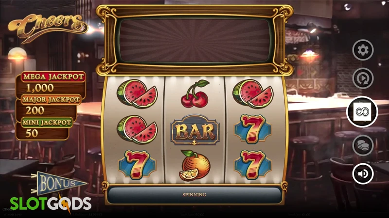 A screenshot of Cheers slot gameplay