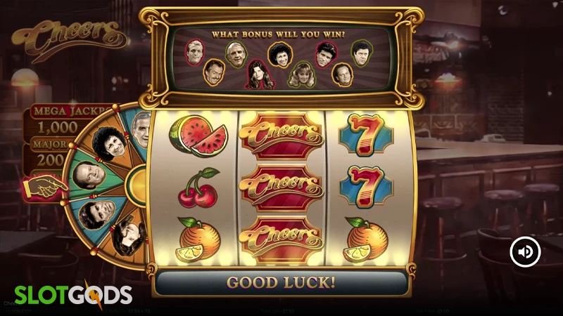 A screenshot of Cheers slot bonus wheel