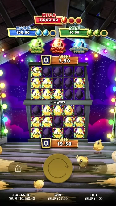 A screenshot of the bonus round in Chickenville Power Combo slot