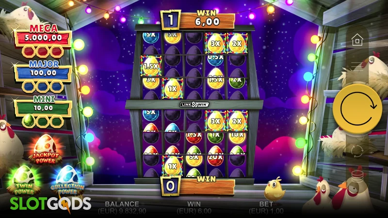 A screenshot of the bonus round in Chickenville Power Combo slot