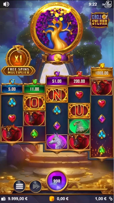A screenshot of Circle of Sylvan slot gameplay