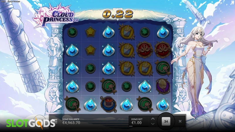 A screenshot of Cloud Princess slot gameplay