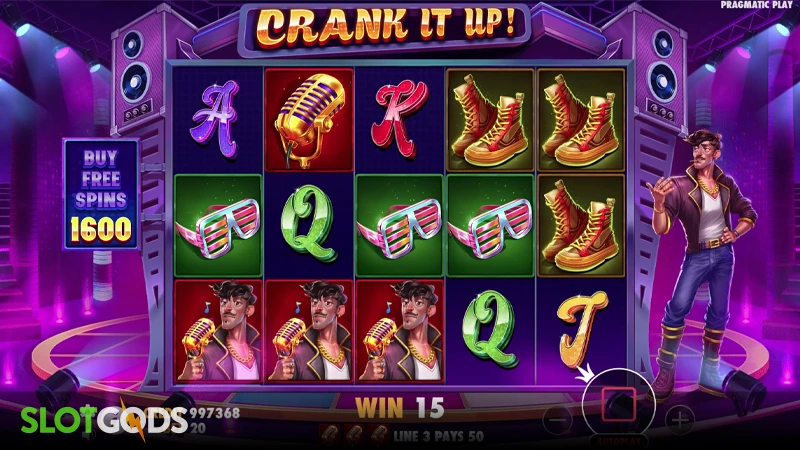 A screenshot of Crank it Up slot gameplay