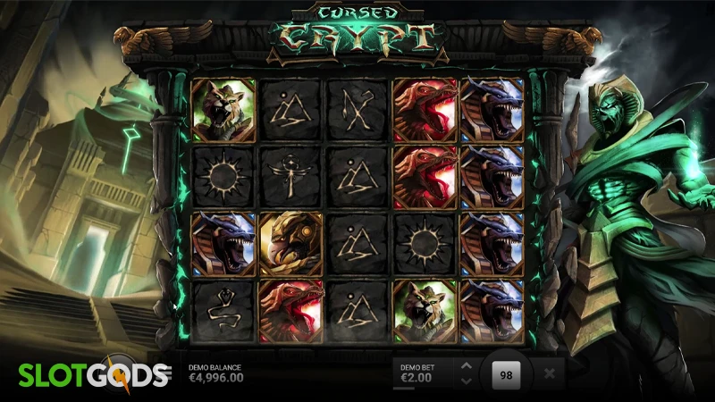 A screenshot of Cursed Crypt slot gameplay