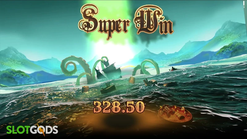 A screenshot of a big win in Davy Jones Locker slot