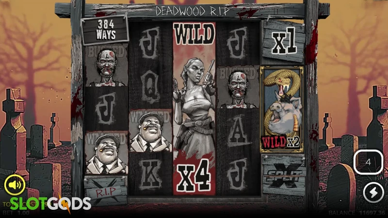 A screenshot of Deadwood RIP slot Salvation Spins bonus gameplay