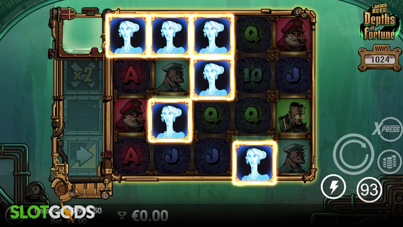 A screenshot of Depths of Fortune slot gameplay