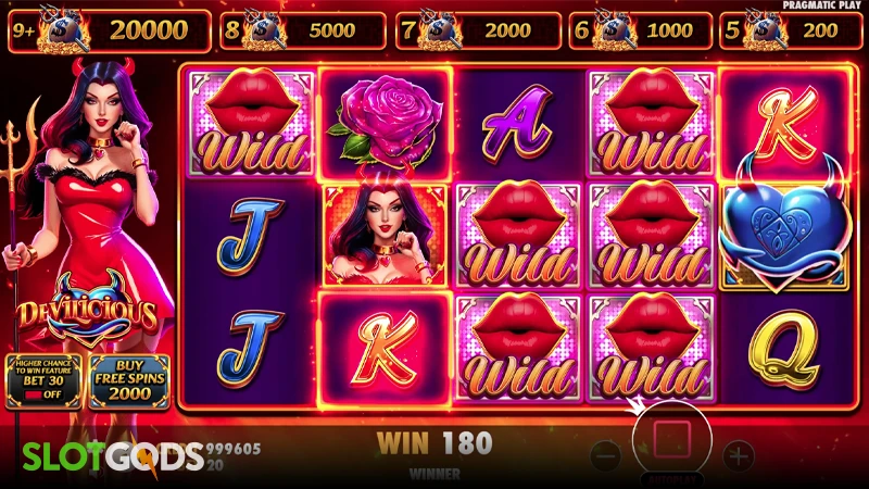 A screenshot of Devilicious slot gameplay