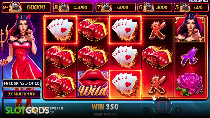 A screenshot of Devilicious slot free spins gameplay