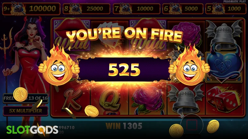 A screenshot of a big win in Devilicious slot