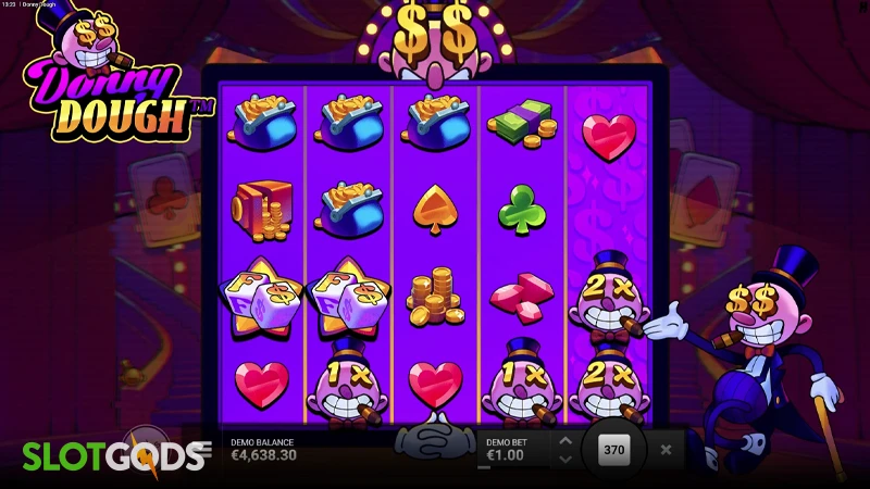 A screenshot of Donny Dough slot gameplay