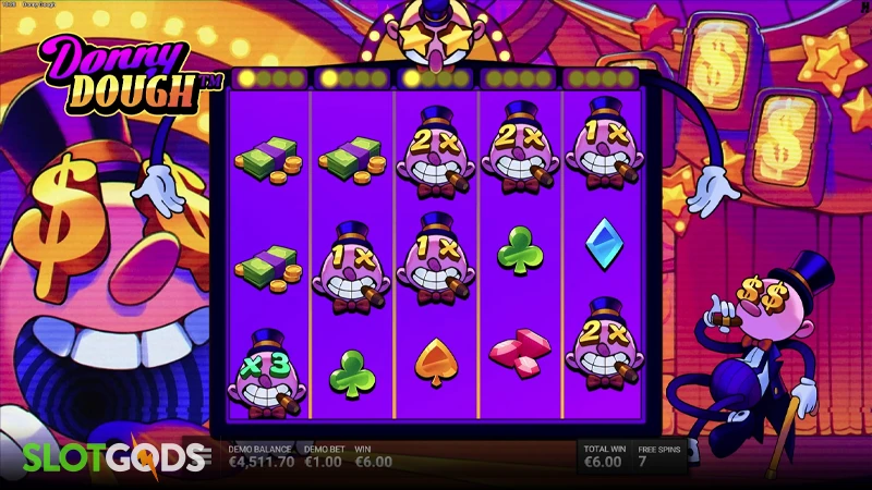 A screenshot of Donny Dough slot strike gold feature