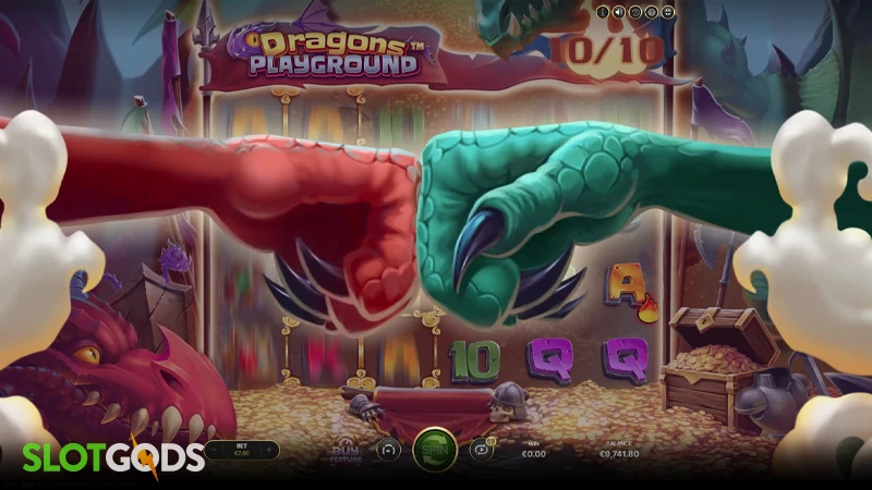 A screenshot of Dragon's Playground slot gameplay