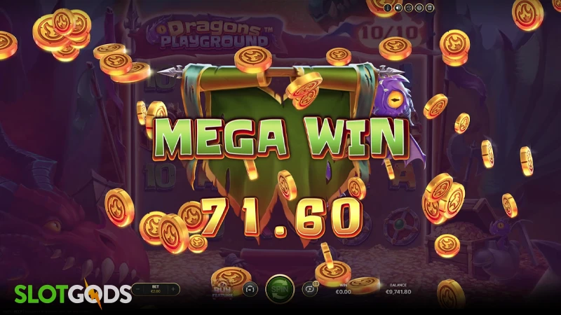 A screenshot of a big win in Dragon's Playground slot