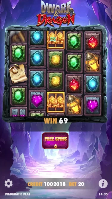 A screenshot of Dwarf and Dragon slot bonus round