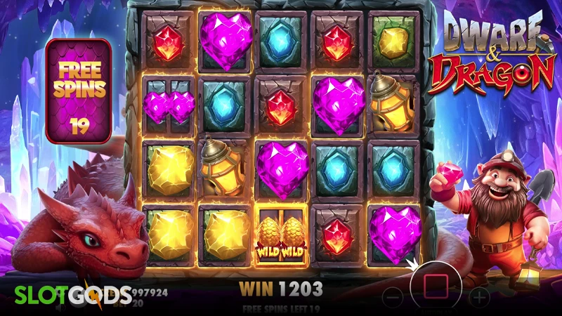 A screenshot of Dwarf and Dragon slot bonus round