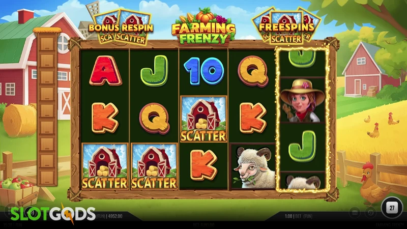 A screenshot of Farming Frenzy slot gameplay