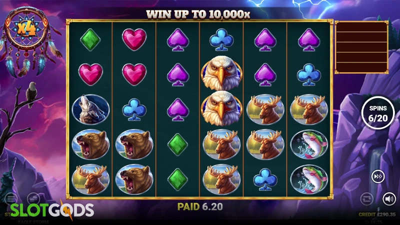 A screenshot of Eagle Storm slot feature gameplay