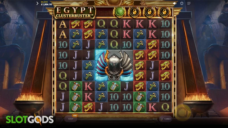 A screenshot of Egypt Clusterbuster slot gameplay