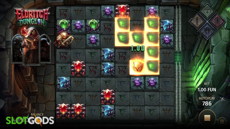 A screenshot of Eldritch Dungeons slot gameplay