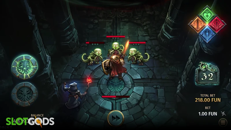 A screenshot of Eldritch Dungeons slot bonus gameplay