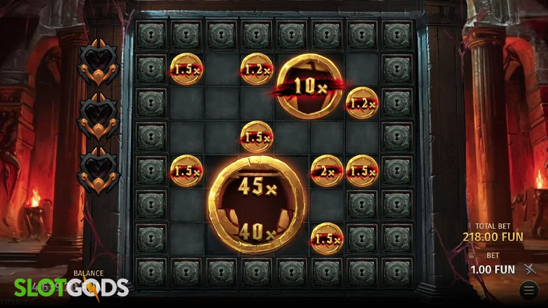 A screenshot of Eldritch Dungeons slot treasure room gameplay