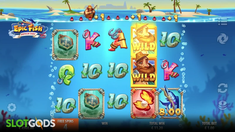 A screenshot of Epic Fish Adventure slot gameplay