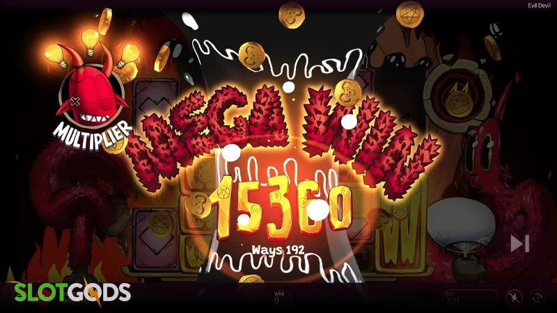 A screenshot of a huge win in Evil Devil slot