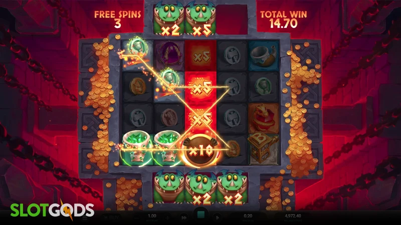 A screenshot of Fang's Inferno slot gameplay