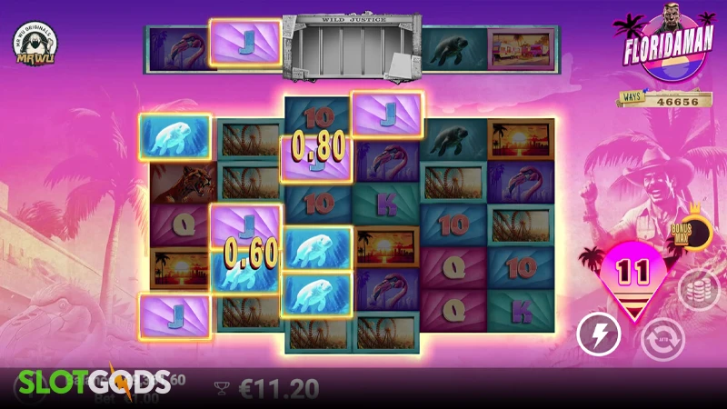 A screenshot of Floridaman slot bonus feature
