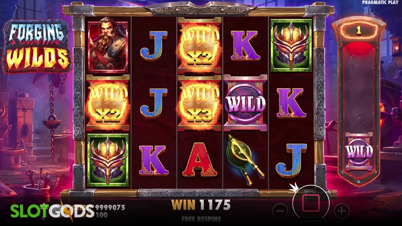 A screenshot of Forging Wilds slot respin gameplay