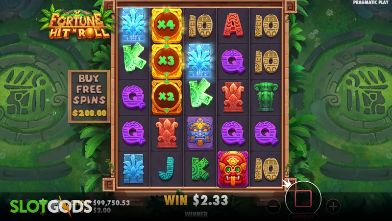 A screenshot of Fortune Hit'n Roll slot gameplay