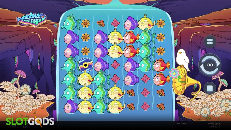 A screenshot of Freaked Out Fish slot gameplay