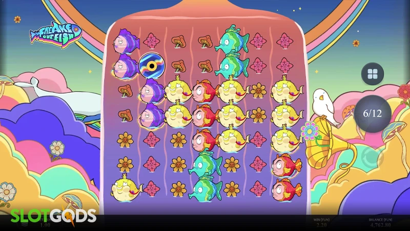 A screenshot of Freaked Out Fish slot free spins round