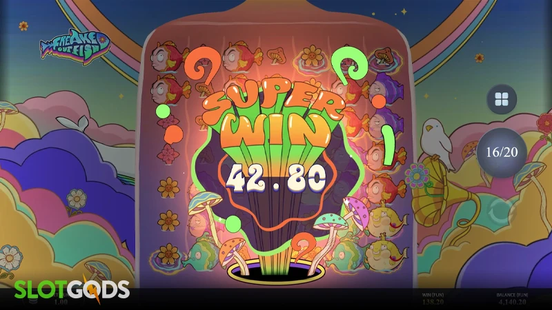 A screenshot of a big win in Freaked Out Fish slot