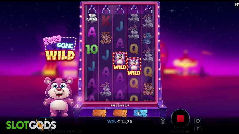 A screenshot of Furs Gone Wild slot feature gameplay