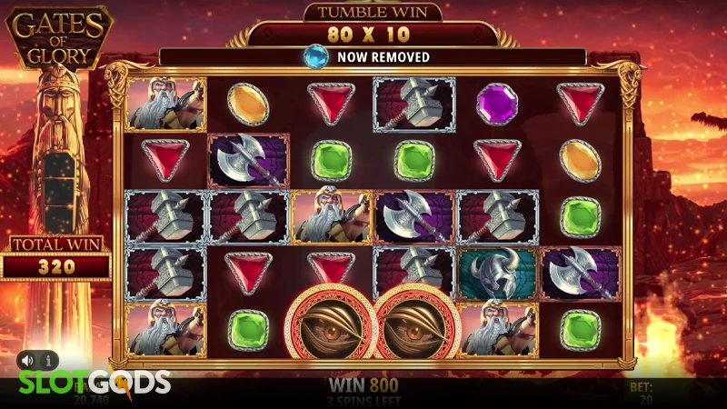 A screenshot of Gates of Glory slot feature gameplay