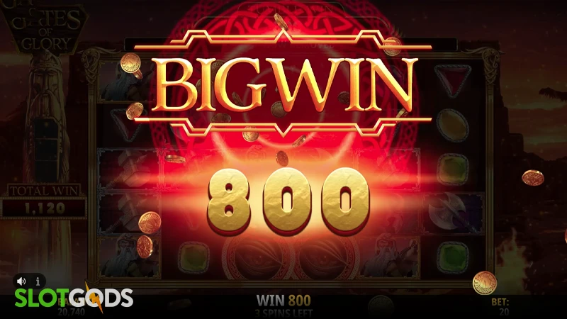 A screenshot of a big win in Gates of Glory slot