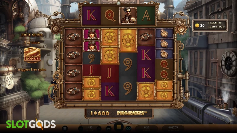 A screenshot of Gears of Eternia Dream Drop slot gameplay