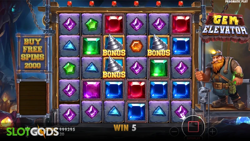 A screenshot of Gem Elevator slot gameplay