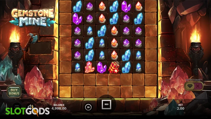 A screenshot of Gemstone Mine slot by Stakelogic gameplay