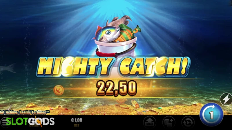 A screenshot of a big win in Go Fishing: Reelin' Fortunes slot
