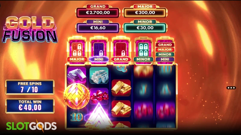 A screenshot of Gold Fusion slot feature gameplay