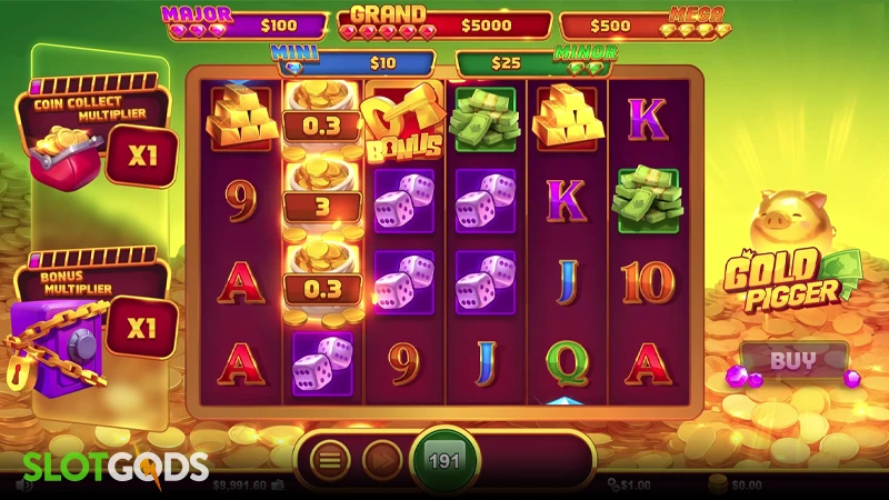 A screenshot of Gold Pigger slot gameplay