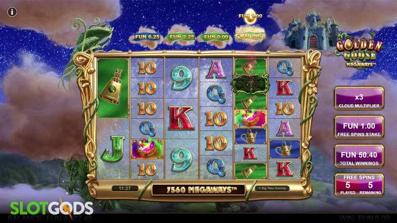 A screenshot of Golden Goose slot free spins gameplay