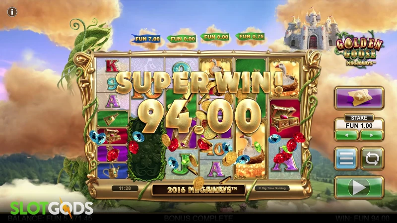 A screenshot of a super win in Golden Goose slot