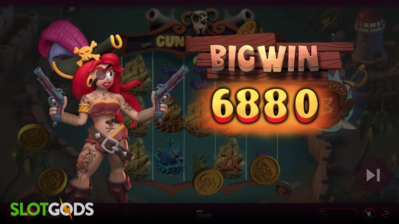 A screenshot of a big win on GunPowder slot