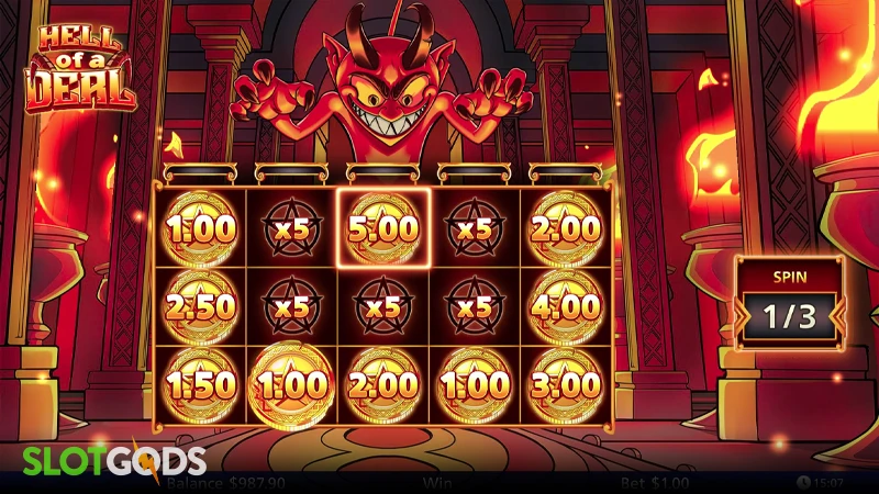 A screenshot of Hell of a Deal slot hold &amp; win feature